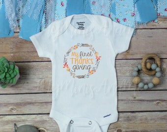 My First Thanksgiving Onesie®, Cute Baby Clothes, Baby gift, First Thanksgiving, Fall onesie, Autumn, Holiday onesie, Baby Gerber Onesie®