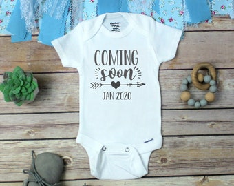 Coming soon Due date Announcement Onesie®  Pregnancy Announcement Onesie®