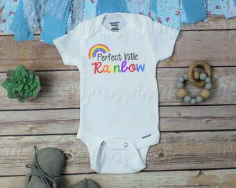 Perfect little Rainbow Onesie® Coming Home Outfit,Rainbow Baby, little rainbow, Pregnancy Announcement, Rainbow baby gifts. Gerber Onesie®