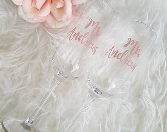 Personalised Champagne/Wine/Cocktail glasses great for Weddings and special Birthdays or Anniversaries.