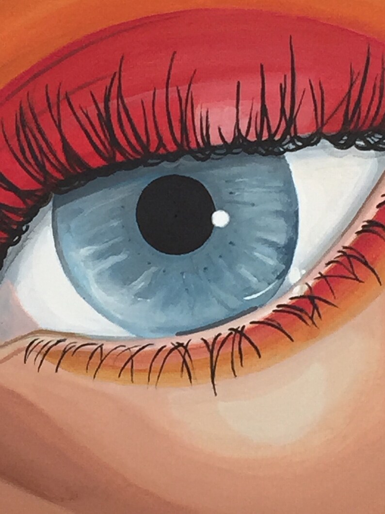 Eye with Red Eyeshadow Eye Painting Anatomical Original Etsy