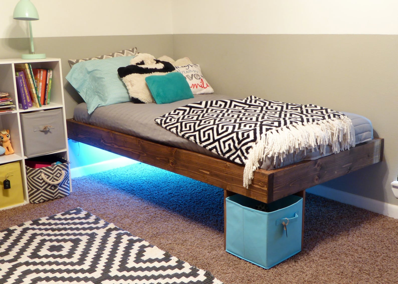 Twin Modern Floating Bed/platform Bed/floating Bed Frame/low Etsy