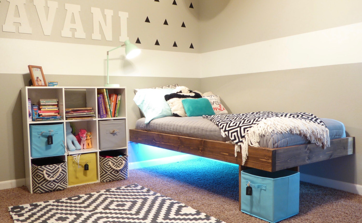 Twin Modern Floating Bed/platform Bed/floating Bed Frame/low Etsy