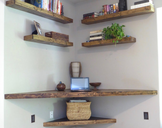 Floating Corner Desk/ Modern Corner Desk/ Floating Shelves/ Etsy