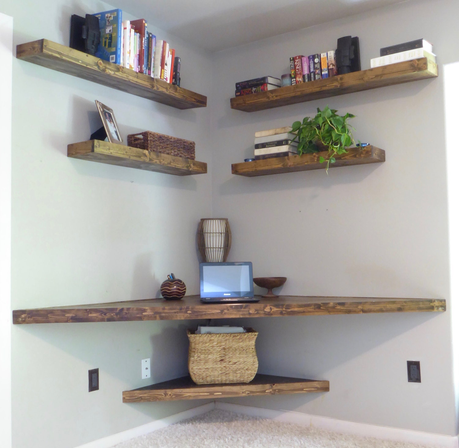 Floating Corner Desk/ Modern Corner Desk/ Floating Shelves/ Etsy