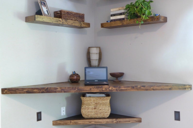 Floating Corner Desk/ Modern Corner Desk/ Floating Shelves/ Etsy