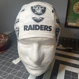 Raiders Durag, Football, Skull Cap, Helmet Lined Du Rag, hat, chemo cap, surgical hat, Chef Hat, Do Rag, Doo Rag, Pickleball Hat