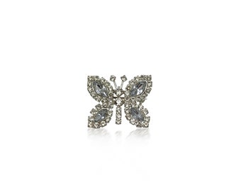 Jennifer Gibson Jewellery 1980s Vintage Mini Rhinestone Butterfly Brooch