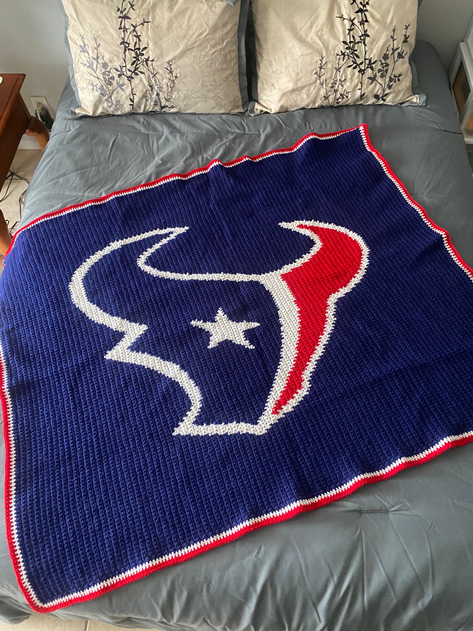 Houston Texans Afghan Blanket hand crocheted Etsy