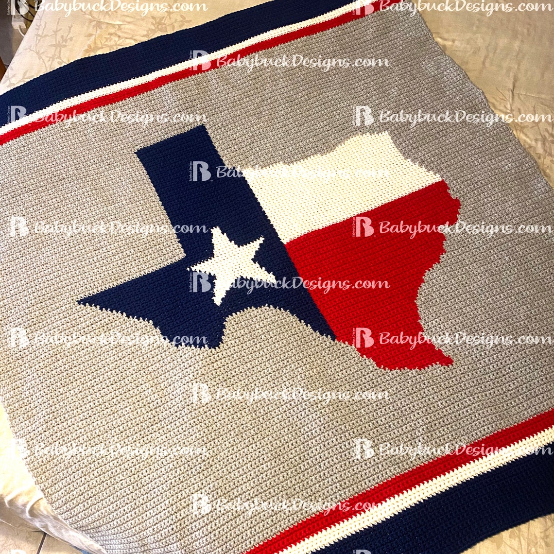 Lone Star Flag in Texas Afghan Crochet Pattern Fun & Easy to Crochet