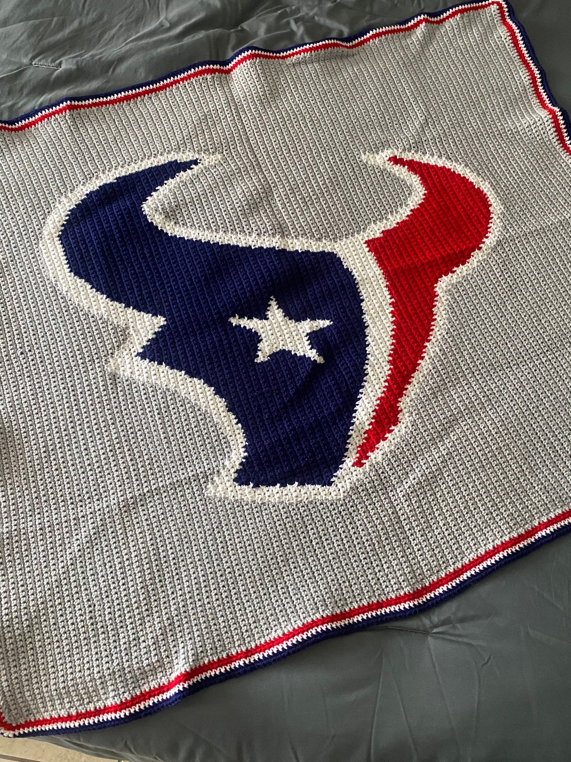 Houston Texans Afghan Blanket hand crocheted Etsy