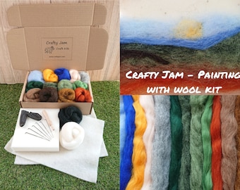 Painting with Wool, Needle Felting 2D Nature Landscape Starter Kit