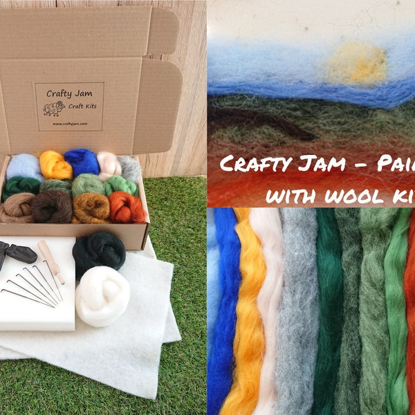 Painting with Wool, Needle Felting 2D Nature Landscape Starter Kit