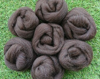 Needle/Wet Felting Natural Dark Brown Rovings, Ideal for felting, 3D Animal Projects and Spinning