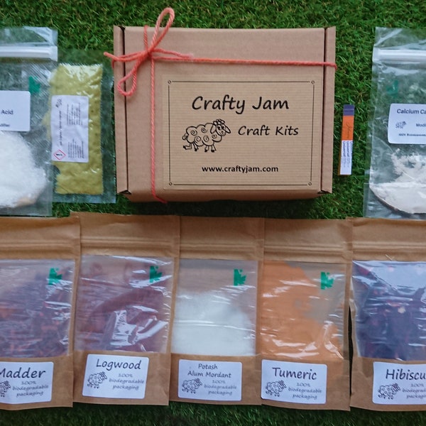 Crafty Jam Tintura Naturale 'Sperimentatore's' Starter Kit per Fibre Naturali 100g