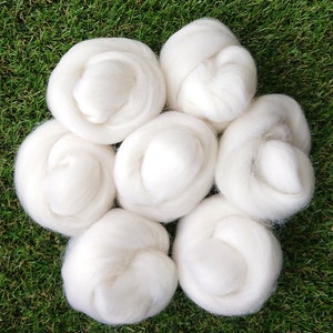 Fieltro con aguja Corriedale/Merino blanco diamante. Mechas de lana para fieltrar, 45 g