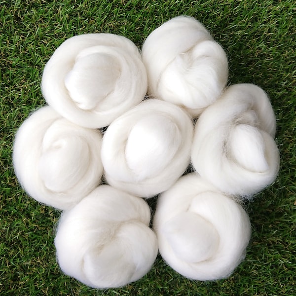 Needle Felting Diamond White Corriedale/Merino. Felting Wool Rovings 45g