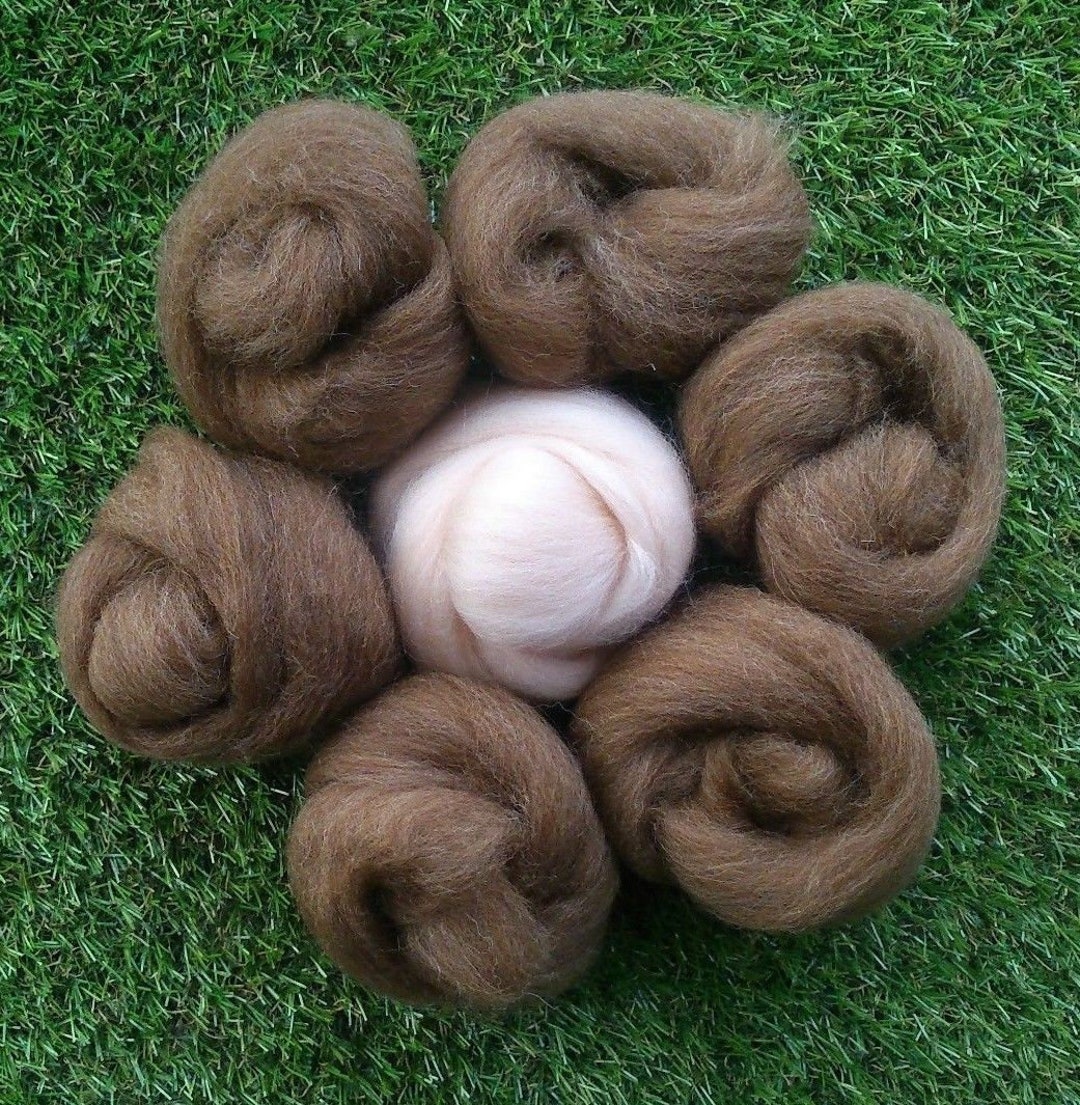 Needle Felting Natural Brown & Flesh Skin Pink Wool Rovings Etsy UK