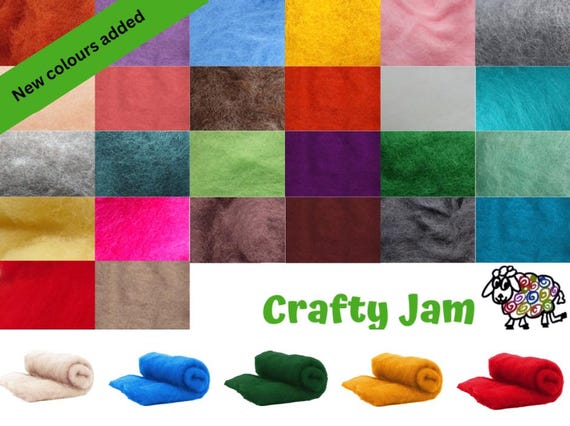 Needle Felting/Wet Carded Wool Batts Ideal for 3D, Fast Felting, Choose Colour & Weight