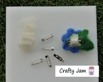 5 X Needle/Wet Felting Brooch Pins With Felt Attaching Backs