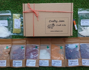 Crafty Jam Natural Dyeing 'Experimenter's' Starter Kit for Natural Fibres 150g, 6 dyes