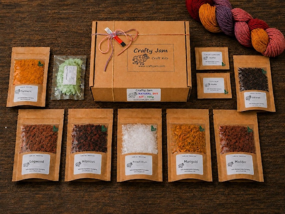Crafty Jam Natural Dyeing 'Experimenter's' Starter Kit for Natural Fibres 150g, 6 dyes