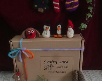 Naaldvilten Maak je eigen kerstpakket Decoraties, kerstballen, broches, enz. Wol, gereedschap, instructies inbegrepen
