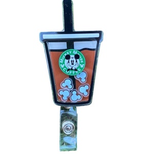 Magical Mouse Iced Coffee Badge Reel | ID Holder | Keychain