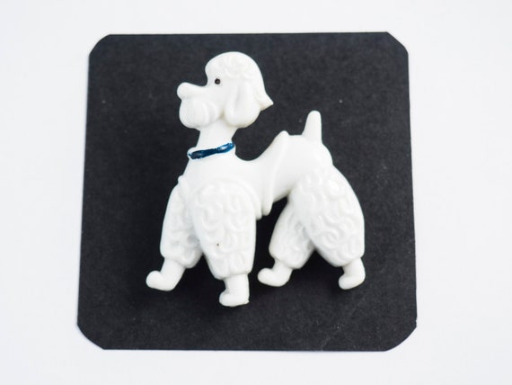 Poodle Dog/Brooch/White/Yellow/Vintage 1950s/Mid … - image 3