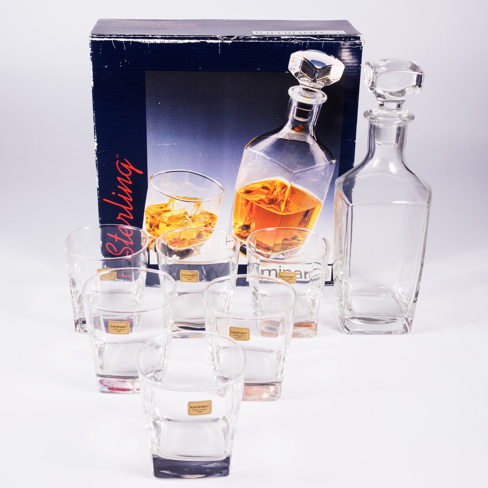 Luminarc/decanter Set/clear Glass/sterling Rang/1 Carafe/6 Etsy