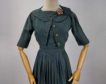 1950s Jonathan Logan Plaid Dress and Jacket 33"B 24"W