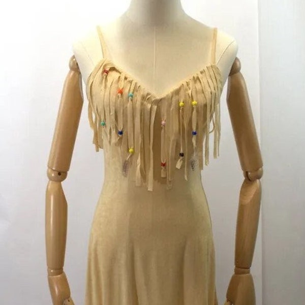 1970s Fredericks of Hollywood Fringe Beaded Bambi Dress Bust 32" Waist 24"