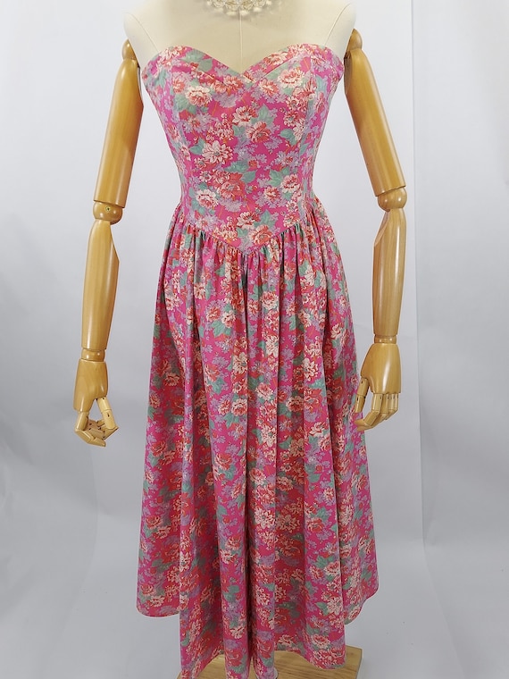 1980-1990s Laura Ashley Pink Floral Print Sweethe… - image 2