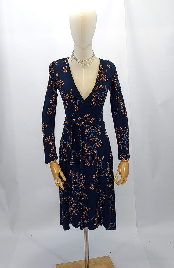 Dvf navy wrap dress sales