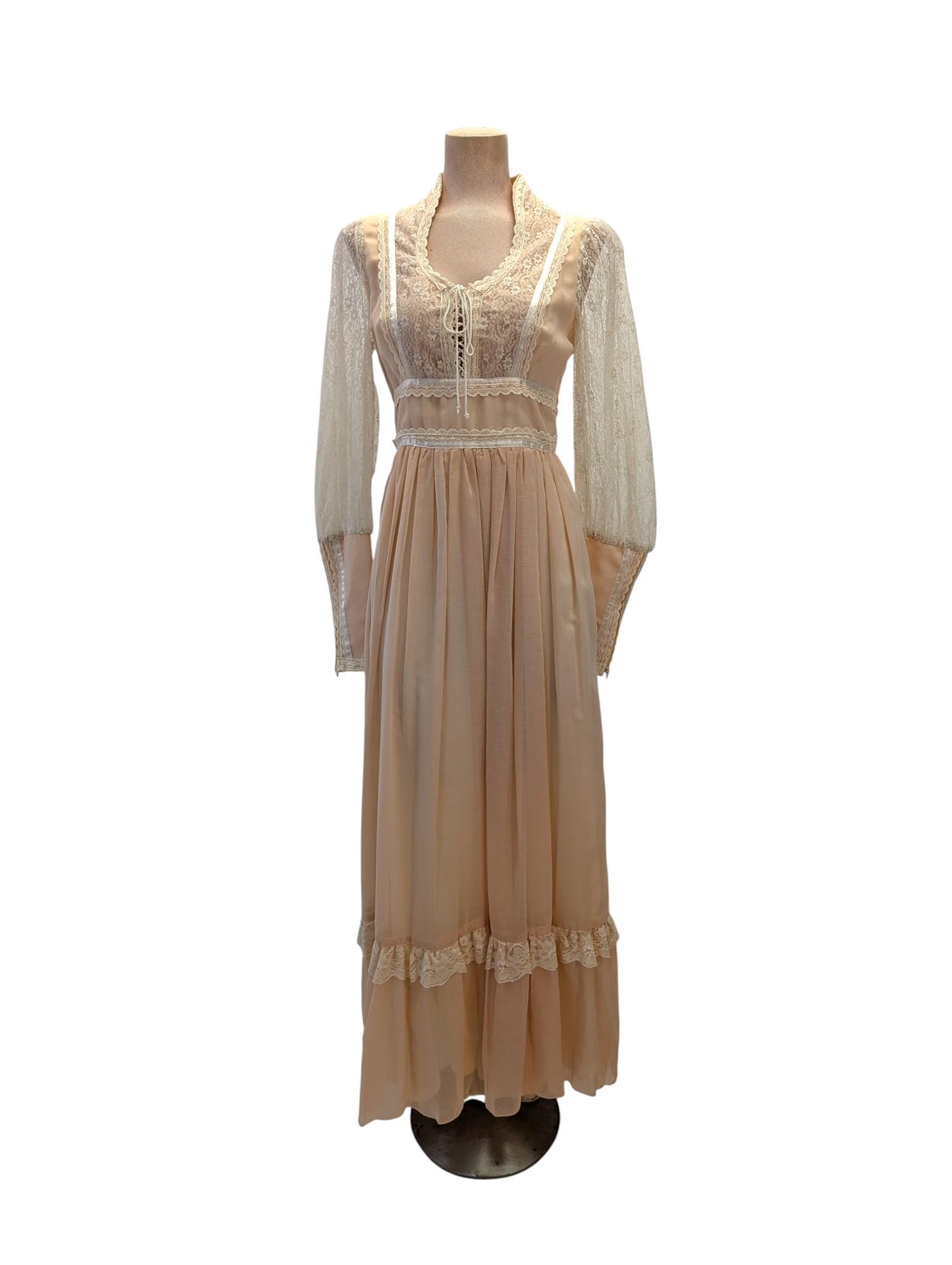 GUNNE SAX by Jessica ワンピース　ドレス 1970/80s Gunne Sax by Jessica Maxi Dress Haute Hippie Waist 28