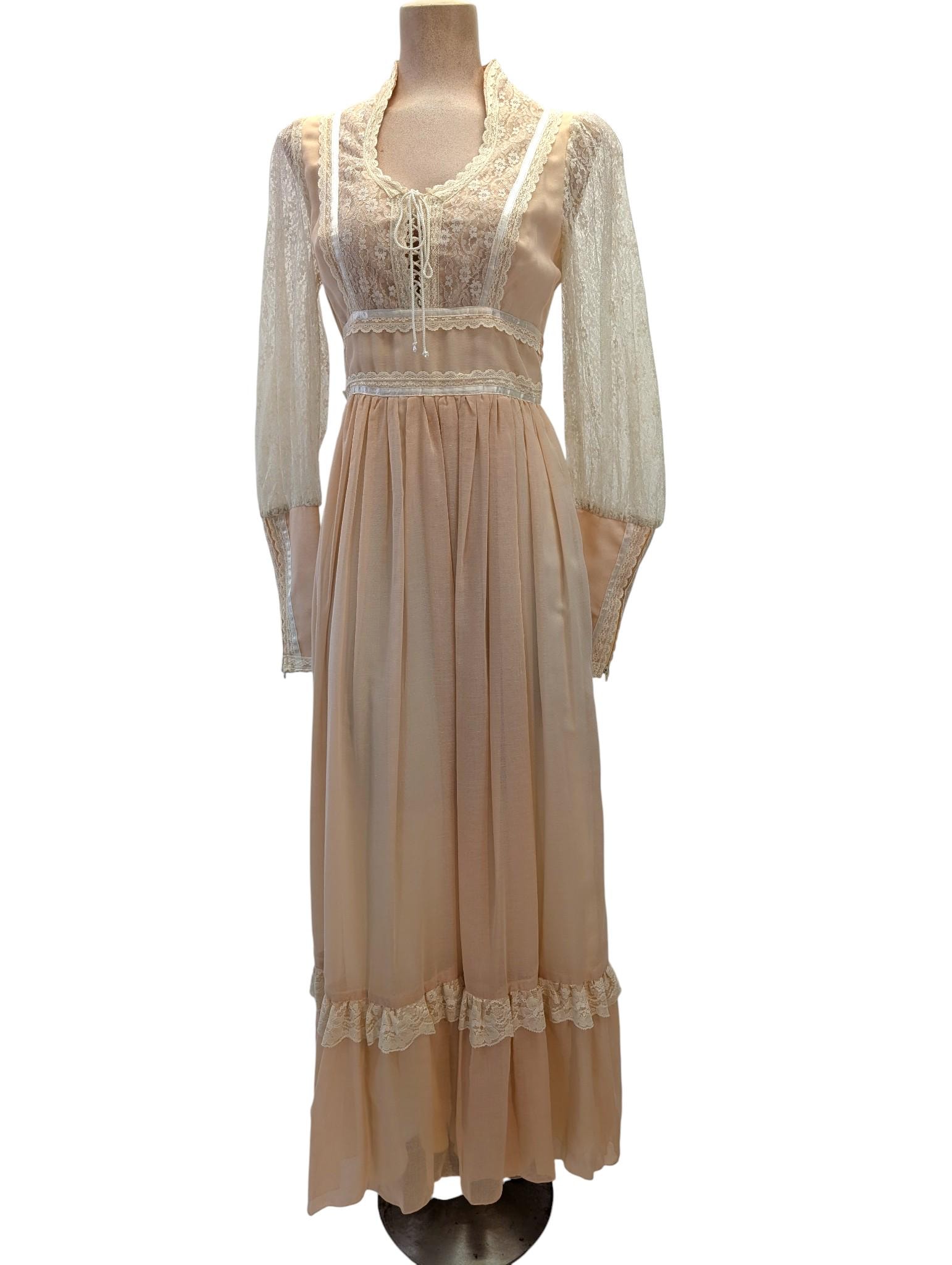 1970/80s Gunne Sax by Jessica Maxi Dress Haute Hippie Waist 28