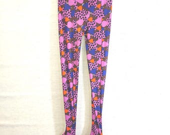 1960s Mod Groovy Purple Printed Tights Shoe Combo &quot;Pan T Boots&quot; XXS