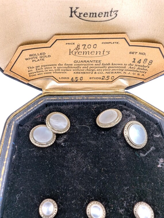 1930s Krementz Tuxedo Studs & Cufflink Set - image 4