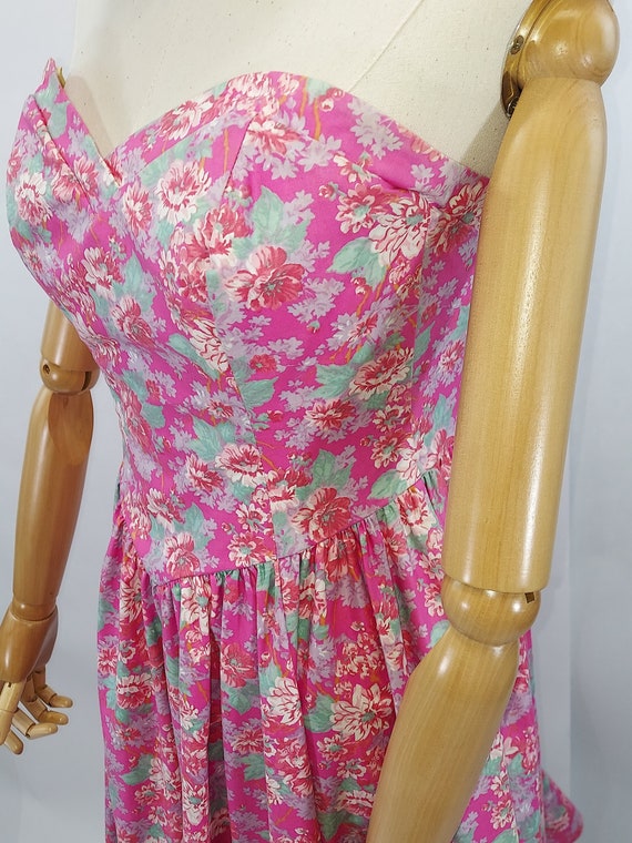 1980-1990s Laura Ashley Pink Floral Print Sweethe… - image 4