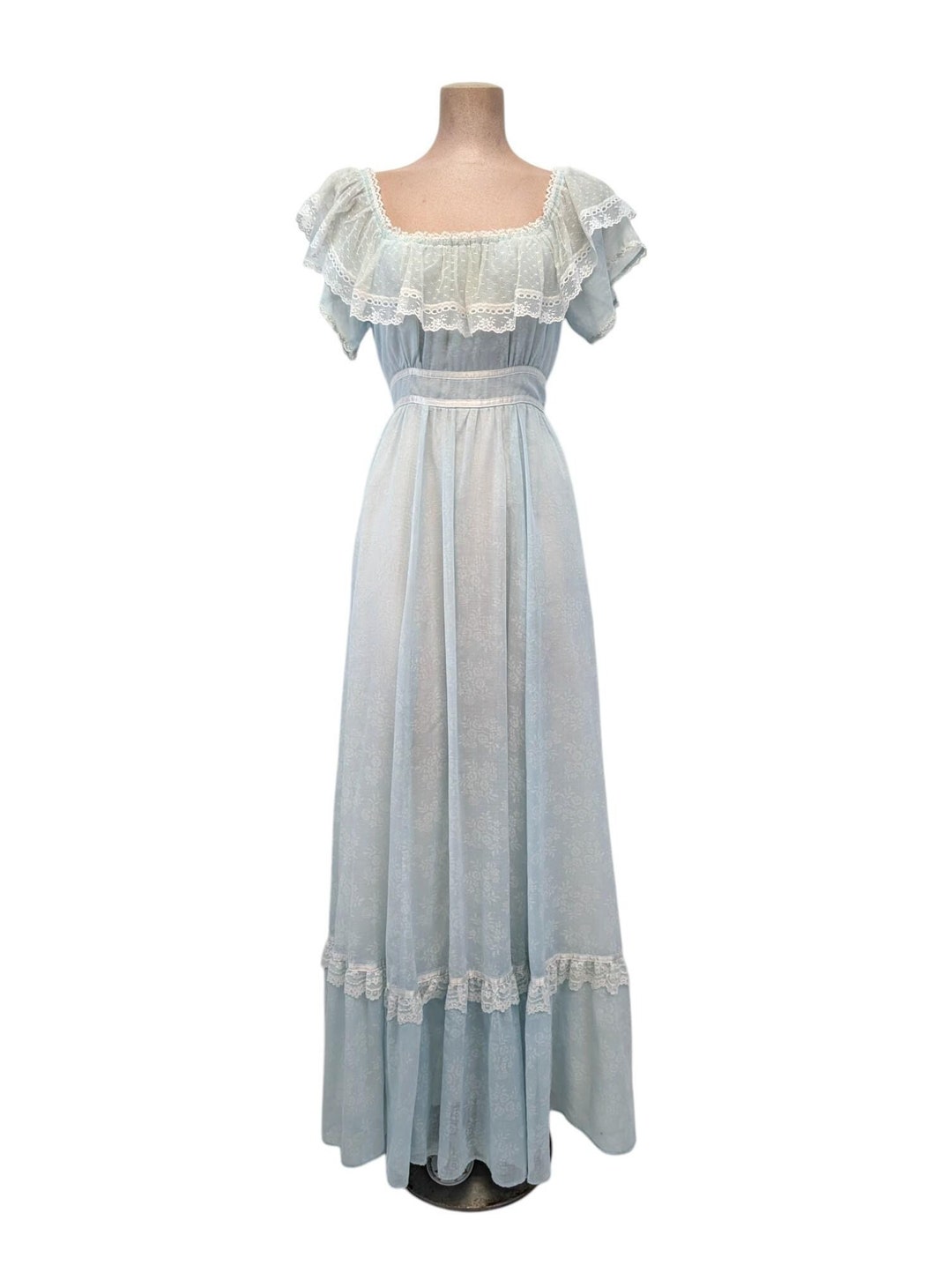 1970s Gunne Sax Long Prom Dress Bust 34" Waist 28" - Etsy