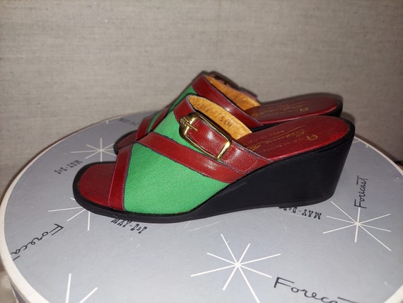 1970s Aigner Leather and Canvas Slides NOS/NWOT S… - image 2
