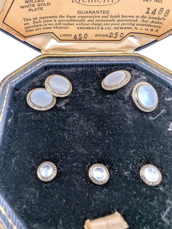 1930s Krementz Tuxedo Studs & Cufflink Set - image 3