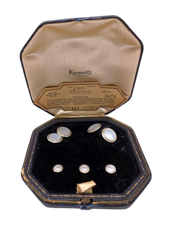 1930s Krementz Tuxedo Studs & Cufflink Set - image 2