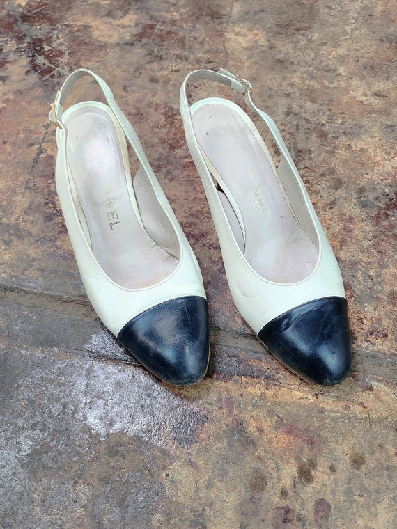 1980s Chanel Spectator Slingback Pumps With Box