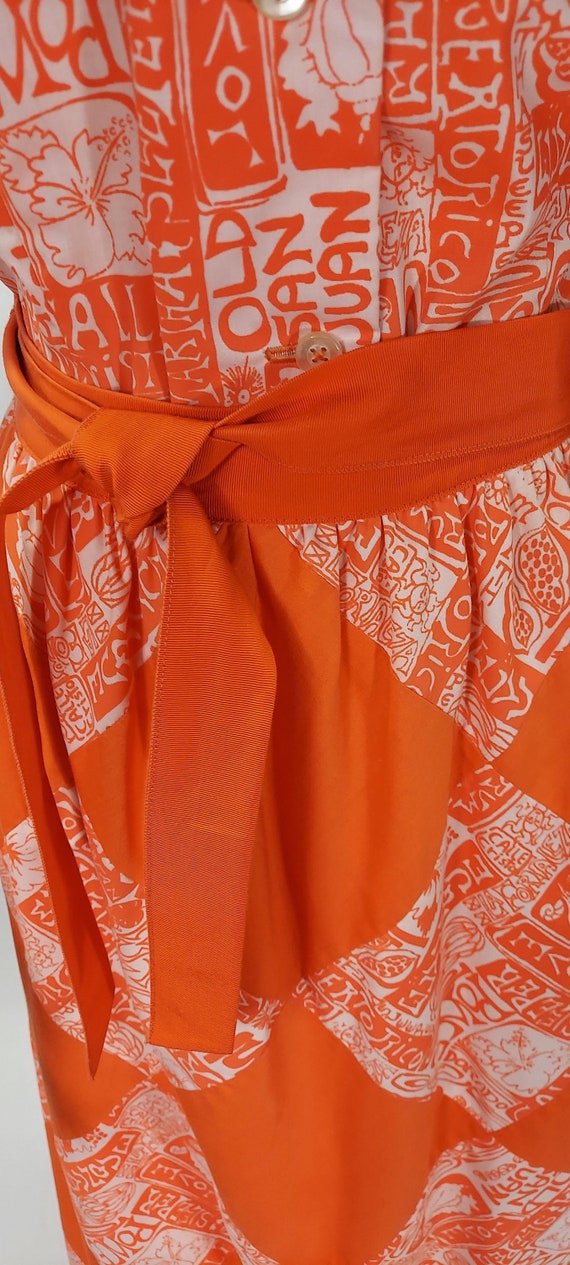 Late 1960s - Early 1970s Lady Taino Orange Printe… - image 7