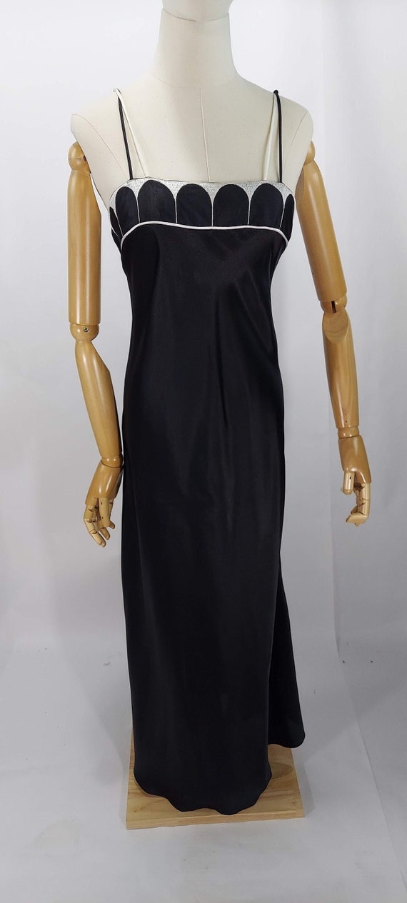 1980s Valentino Intimo Peignoir Navy Nightgown and