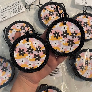Flower Freshie, Circle Freshie, Retro Freshie, Car Freshener, Car Freshies, Car Scents, Car Charms, Car Accessories, Krazy Kactus Designs