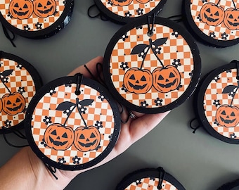 Pumpkin Freshie, Checkered Freshie, Cherry Freshie, Fall Freshener, Car Freshies, Car Scents, Car Accessories, Krazy Kactus Designs