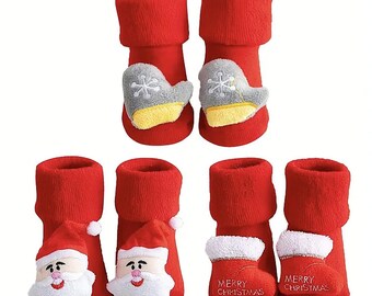 3D warme antislip babysokken voor kerst (0-12 maanden)