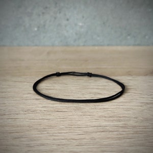 BLACK Waterproof Thin slip knots cord bracelet Lucky jewelry Man Woman Rock minimalist Buddhist